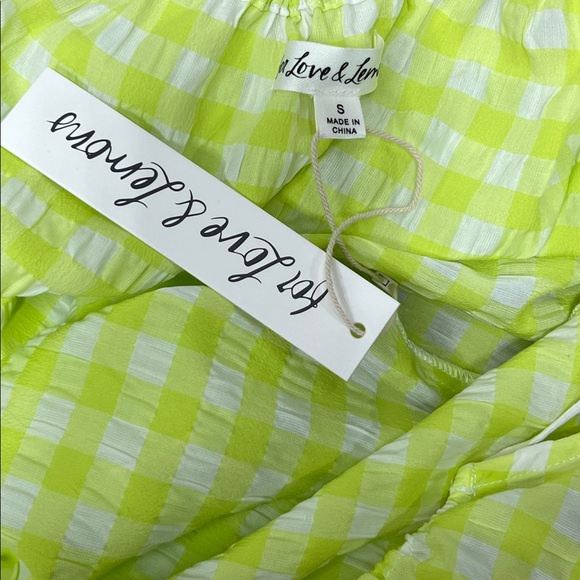 For Love and Lemons Maureen Midi Gingham Green White Cutout Dress Size Small NWT - Picture 7 of 9